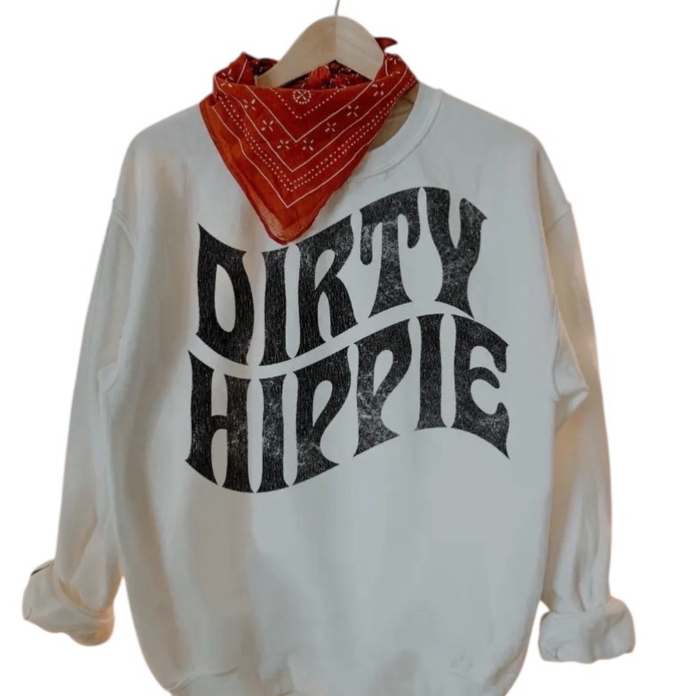 White 'Dirty Hippie' Sweatshirt -XXL - NWOT